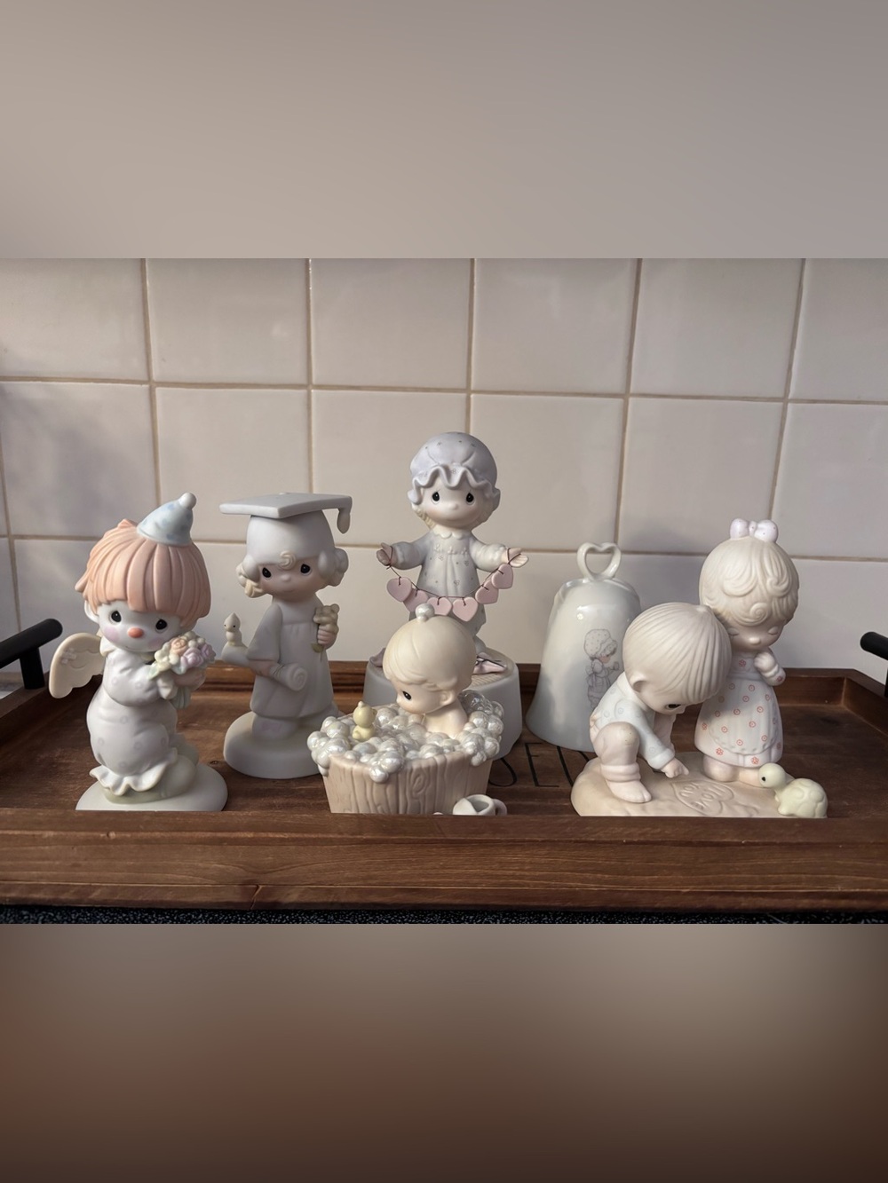 Precious Moments Porcelain Figurine Collection - Pastel White & Pink